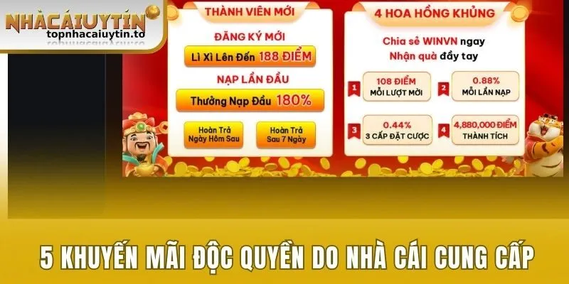 5 khuyến mãi độc quyền do nhà cái cung cấp