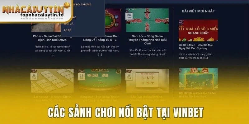 Các sảnh chơi nổi bật tại Vinbet 