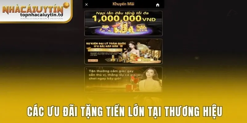 Các ưu đãi tặng tiền lớn tại thương hiệu