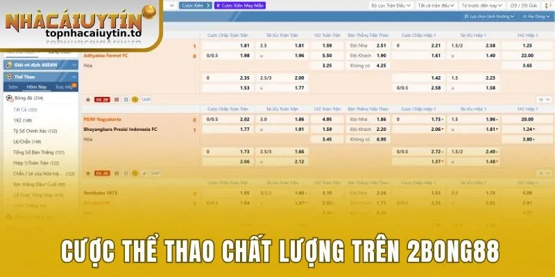 Tham gia cược thể thao chất lượng trên 2Bong88