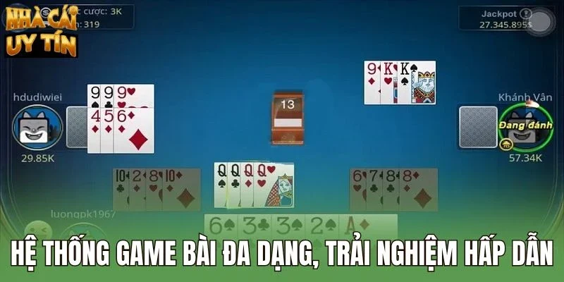 Có nhiều game bài cho bạn lựa chọn
